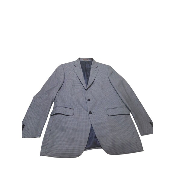 Peter Millar Blue Black Houndstooth Woven Wool Sport Coat Jacket Blazer 42T U.1